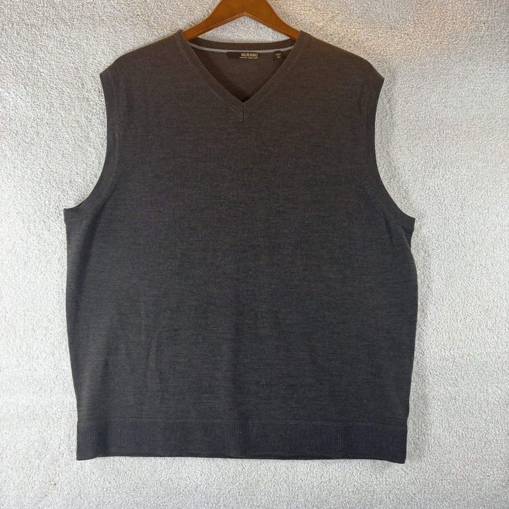 Murano‎ Luxury Italian Yarn Brown Sweater Vest Knit 100% Merino Wool Men's Sz XL